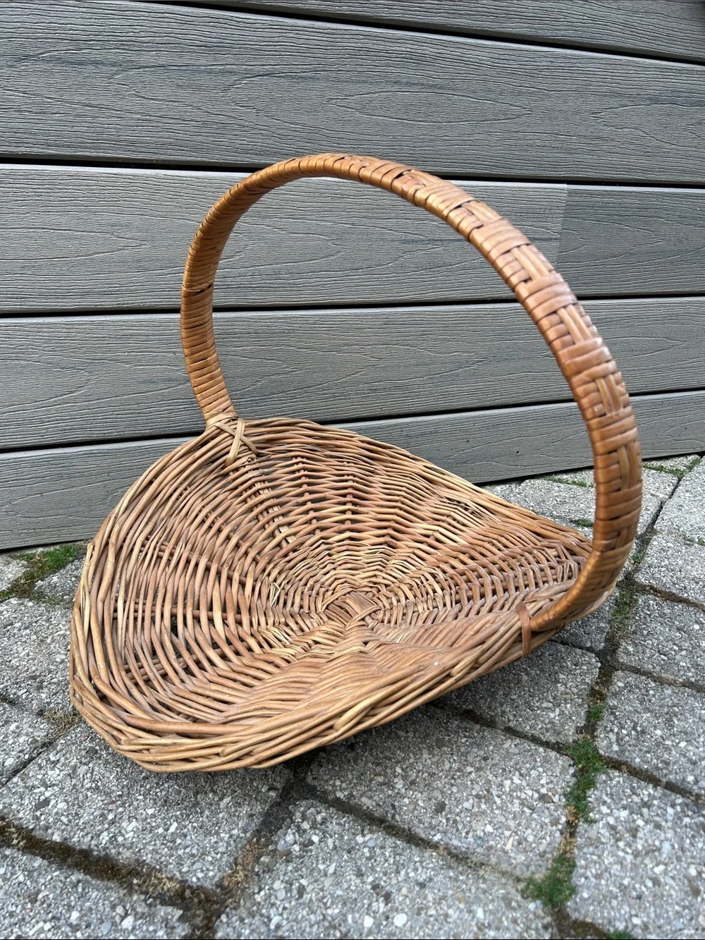 Vintage Wicker Gathering Harvest Basket Herb Flower Garden French Country